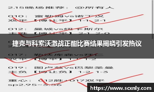 捷克与科索沃激战正酣比赛结果揭晓引发热议